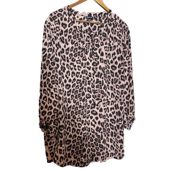 Torrid Mob Wife Blouse 5 Plus 5X Leopard Animal Print Sexy Cheetah Comfort - Picture 1 of 7
